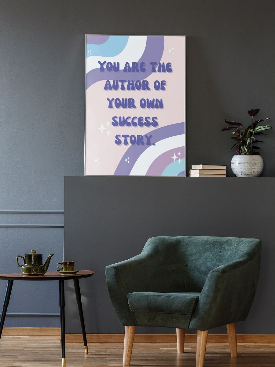 Pastel Rainbow Motivational Poster, Inspirational Success Story Wall Art, Positive Quote Print, Personal Growth Office Decor, Empowerment product image (2)