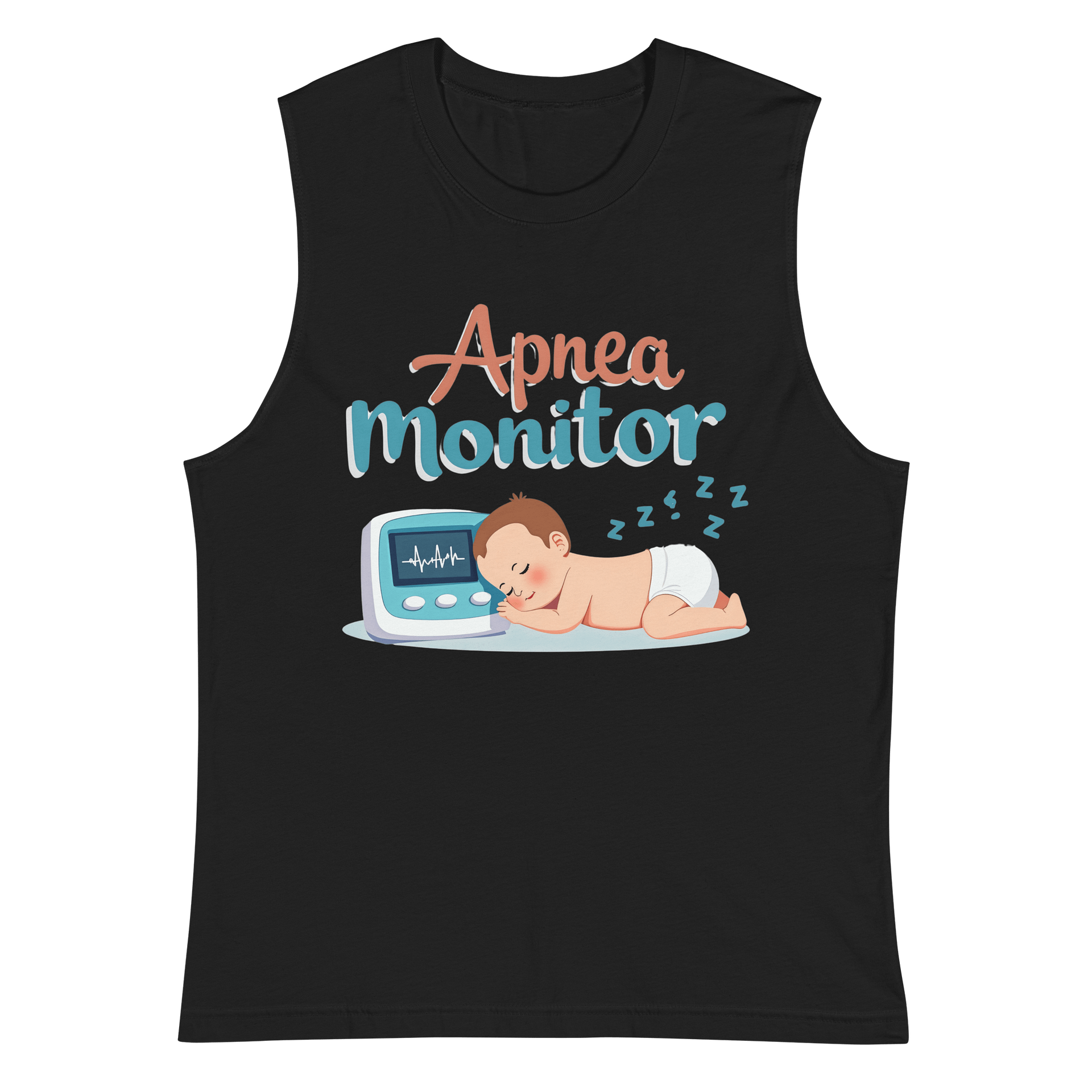 Sleepy Baby Apnea Monitor Illustration Muscle Tank product image (3)