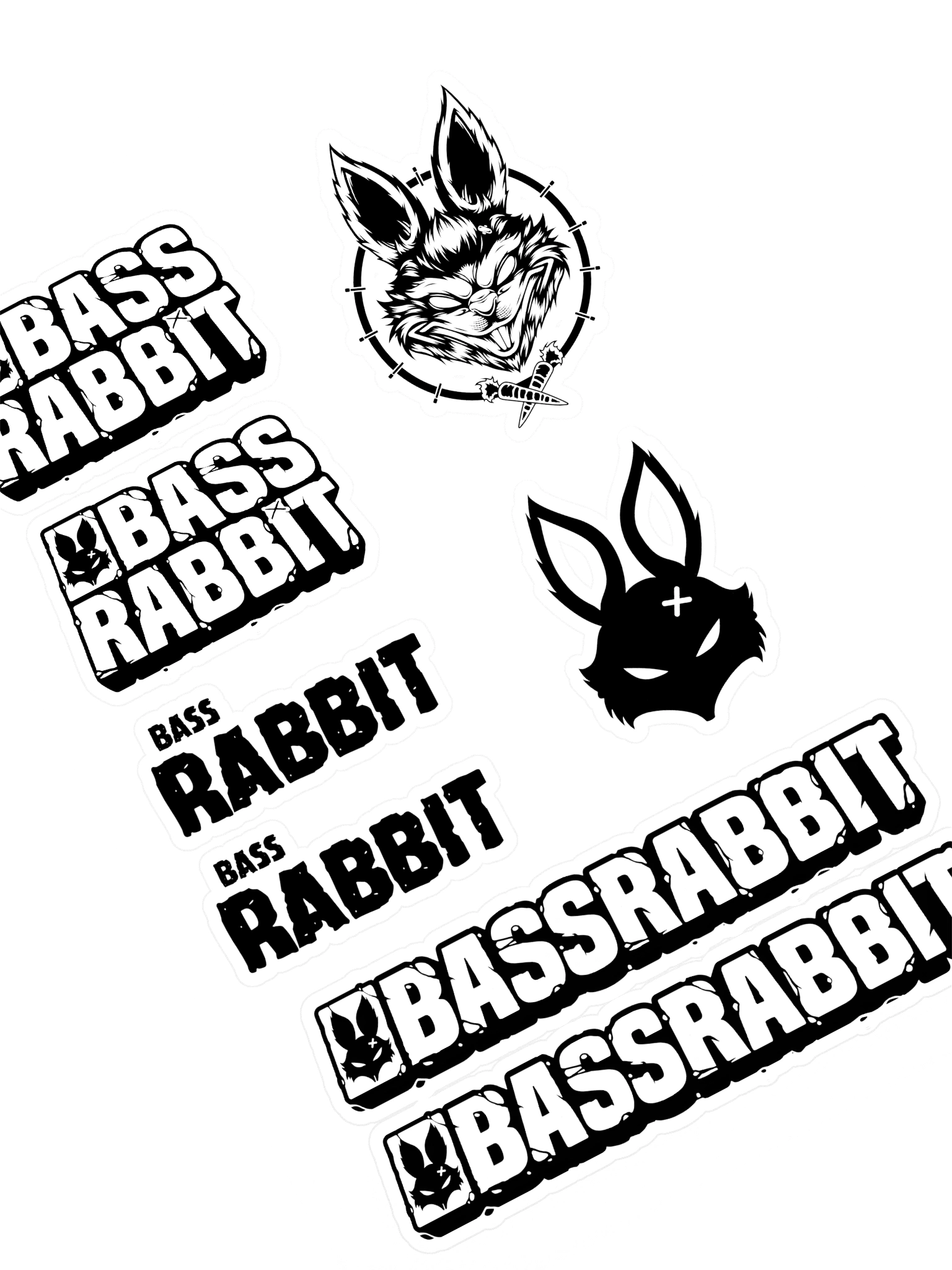 Bass Rabbit Sticker Sheet Black product image (1)