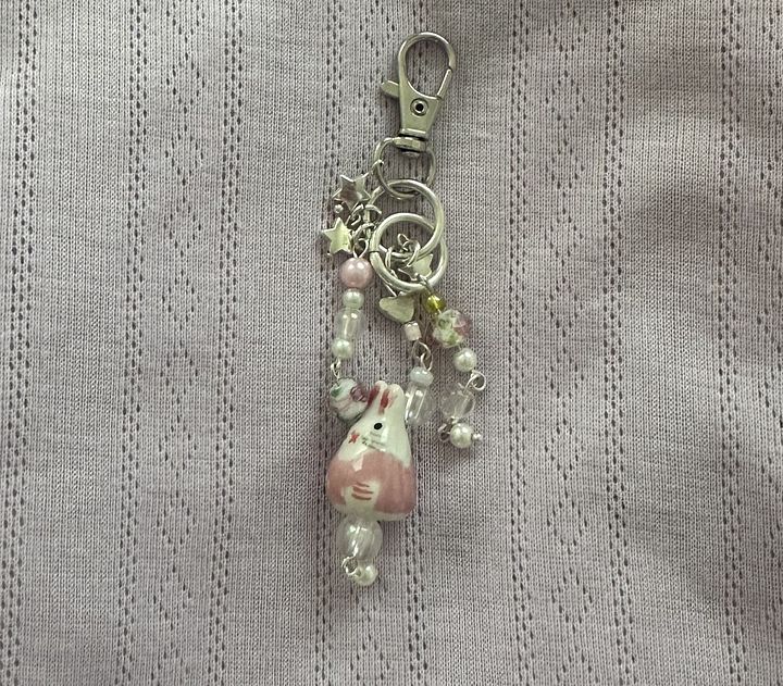 Handmade cute dangly bunny keychain product image (2)