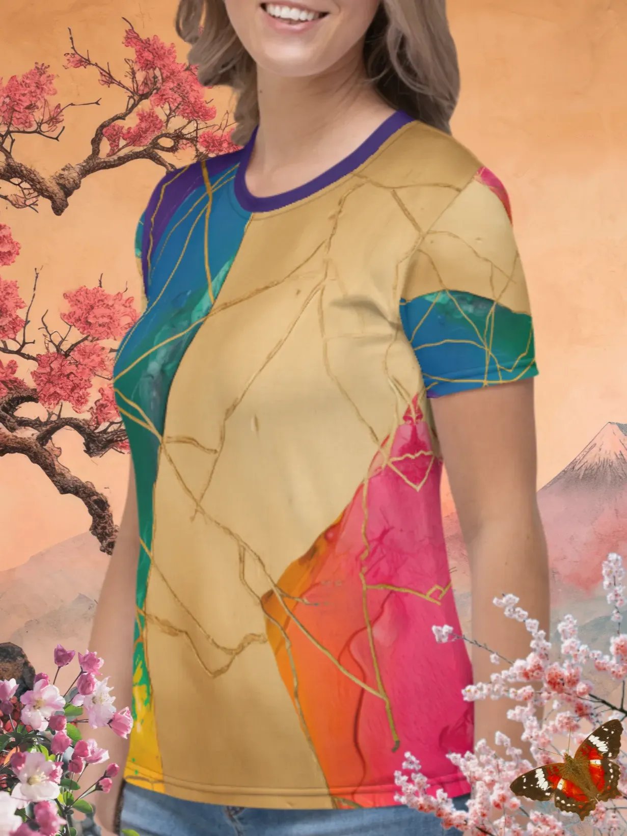 Elegant Kintsugi Print T-Shirt product image (2)