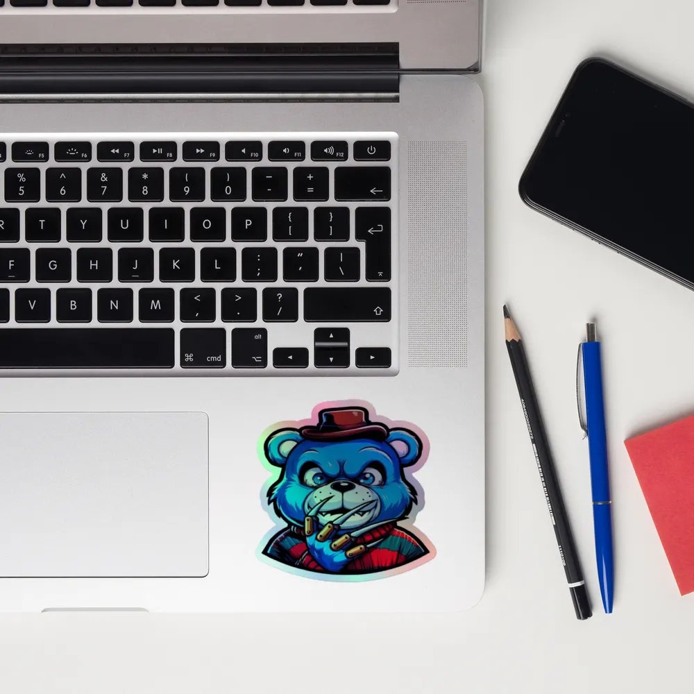 Sly Blue Bear Holographic Sticker Sheet product image (12)