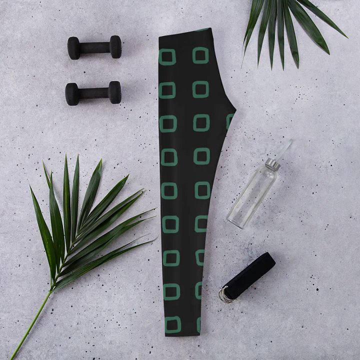 Customizable Grid Green Leggings product image (2)