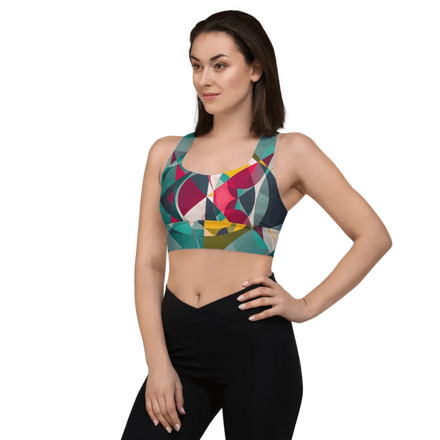 Abstract Lithographic Pattern Design Longline Sports Bra - V9 product image (11)