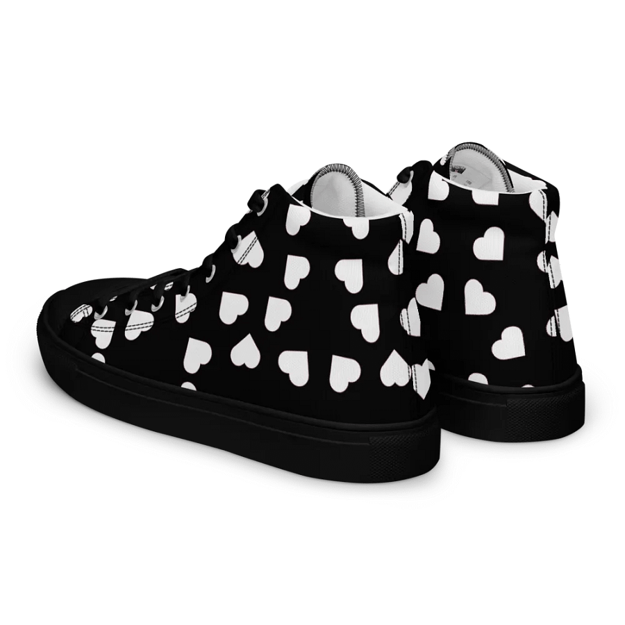 Love Pattern 5 Black and White Ladies High Top Canvas Shoes product image (9)