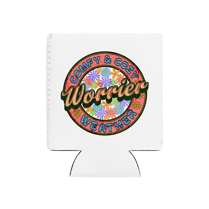 Worrier Comfy And Cozy Weather Retro Floral Coozie Can Cooler product image (1)
