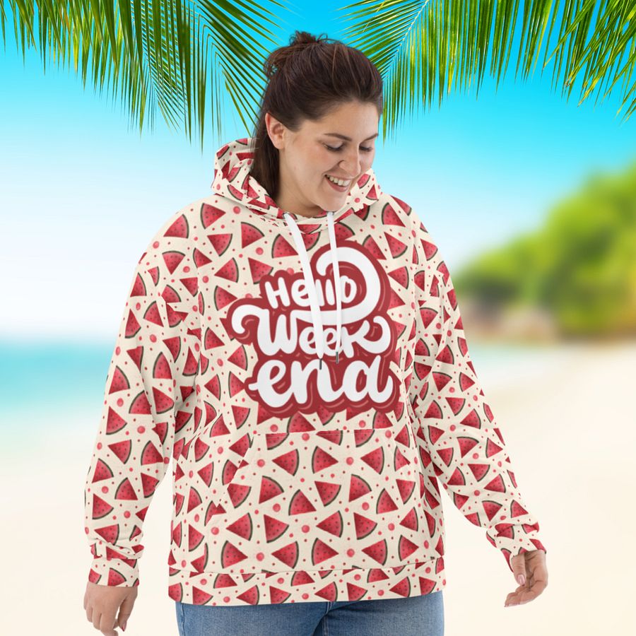Hello Weekend Watermelon All Over Print Hoodie product image (7)