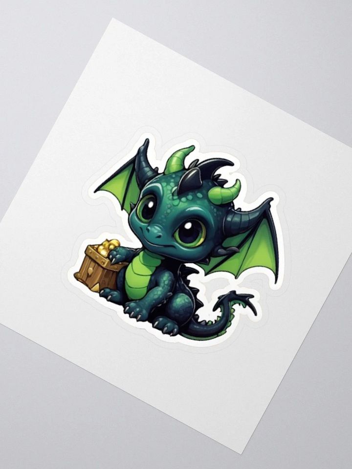 Cute Black and Green Baby Dragon V.1 Sticker product image (2)