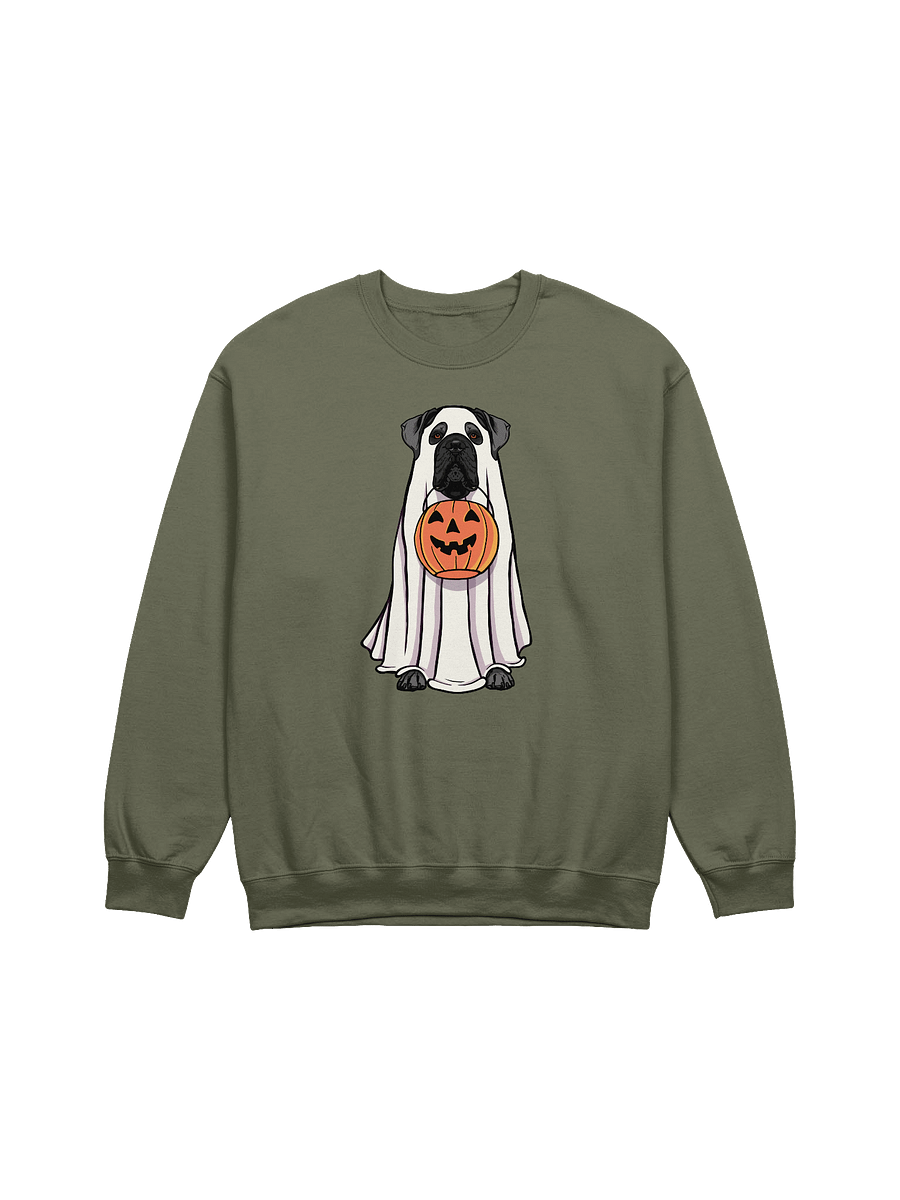 Funny Halloween Cane Corso(Gray) Sweatshirt | Funny Cane Corso Wearing a Ghost Costume and Holding a Pumpkin Basket product image (17)