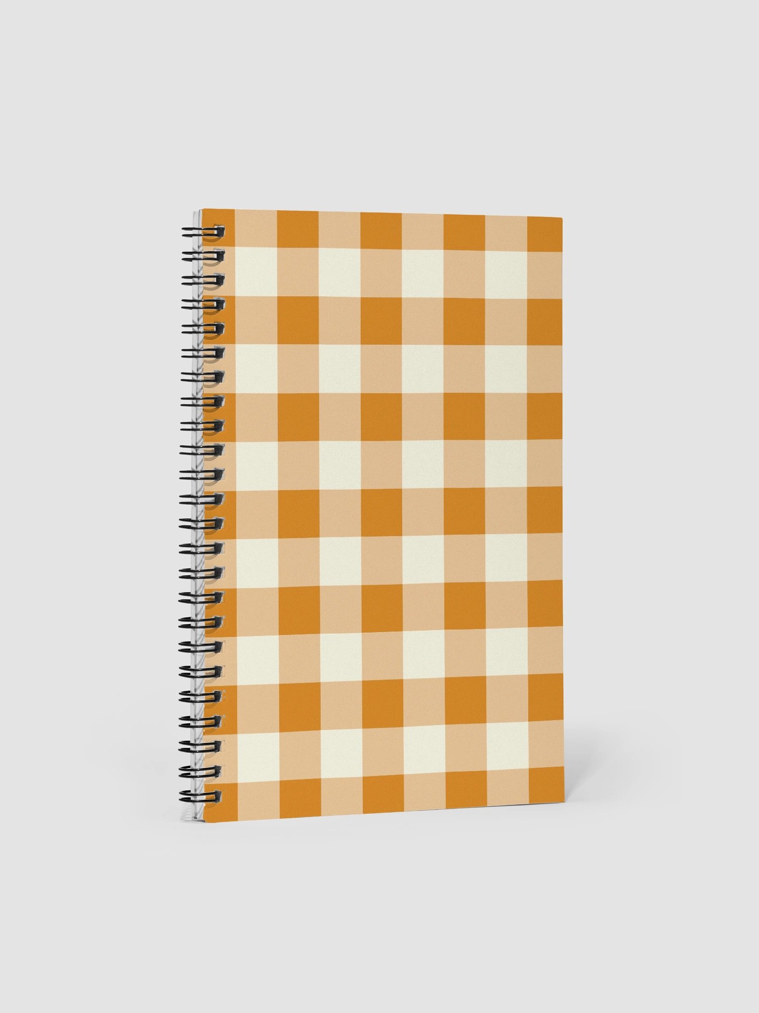 Orange & Cream Gingham Boho Bullet Journal – Spiral Notebook with Dotted Pages & Creative Planner product image (1)