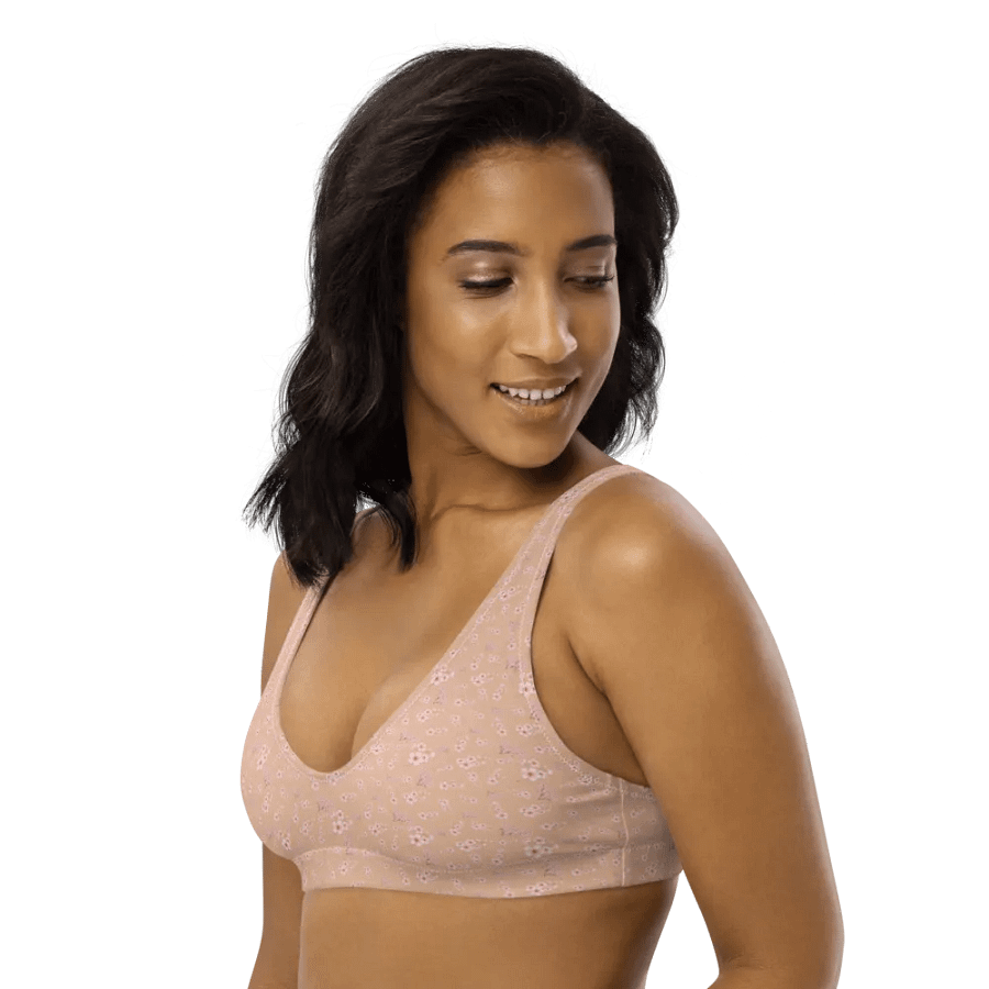 Cherry Blossoms on Cream Eco-Green Padded Bikini Top product image (3)
