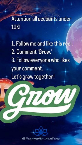 Attention all accounts under 10K!
1. Follow me and like this reel.
2. Comment ‘Grow.’
3. Follow everyone who likes your comme...