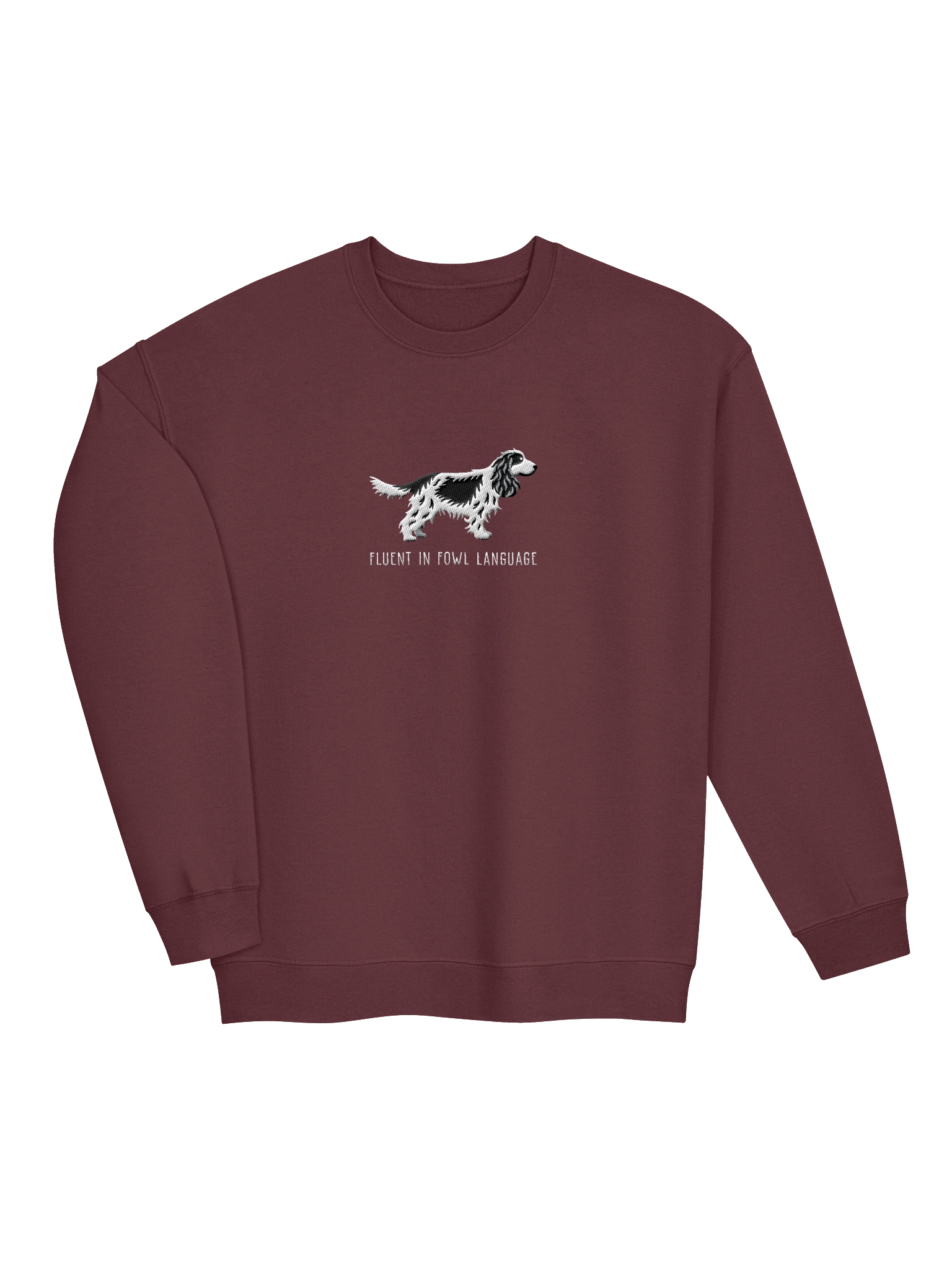 Fluent in Fowl Language Sweatshirt (Embroidered) of an English Cocker Spaniel(Black & White, Full Tail) product image (17)