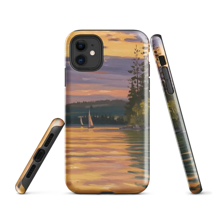 Sunset Lake Sailing, Tough Case for iPhone® by Allcolor product image (1)