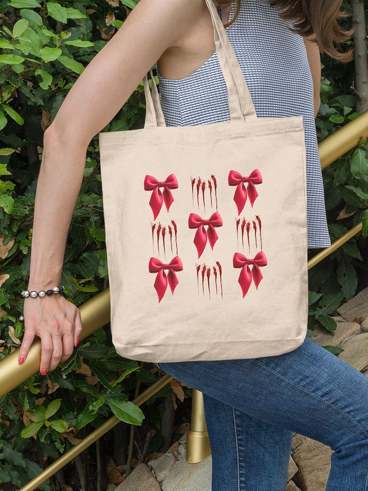 Romantic Bloody Bows True Crime Natural Canvas Bag product image (2)