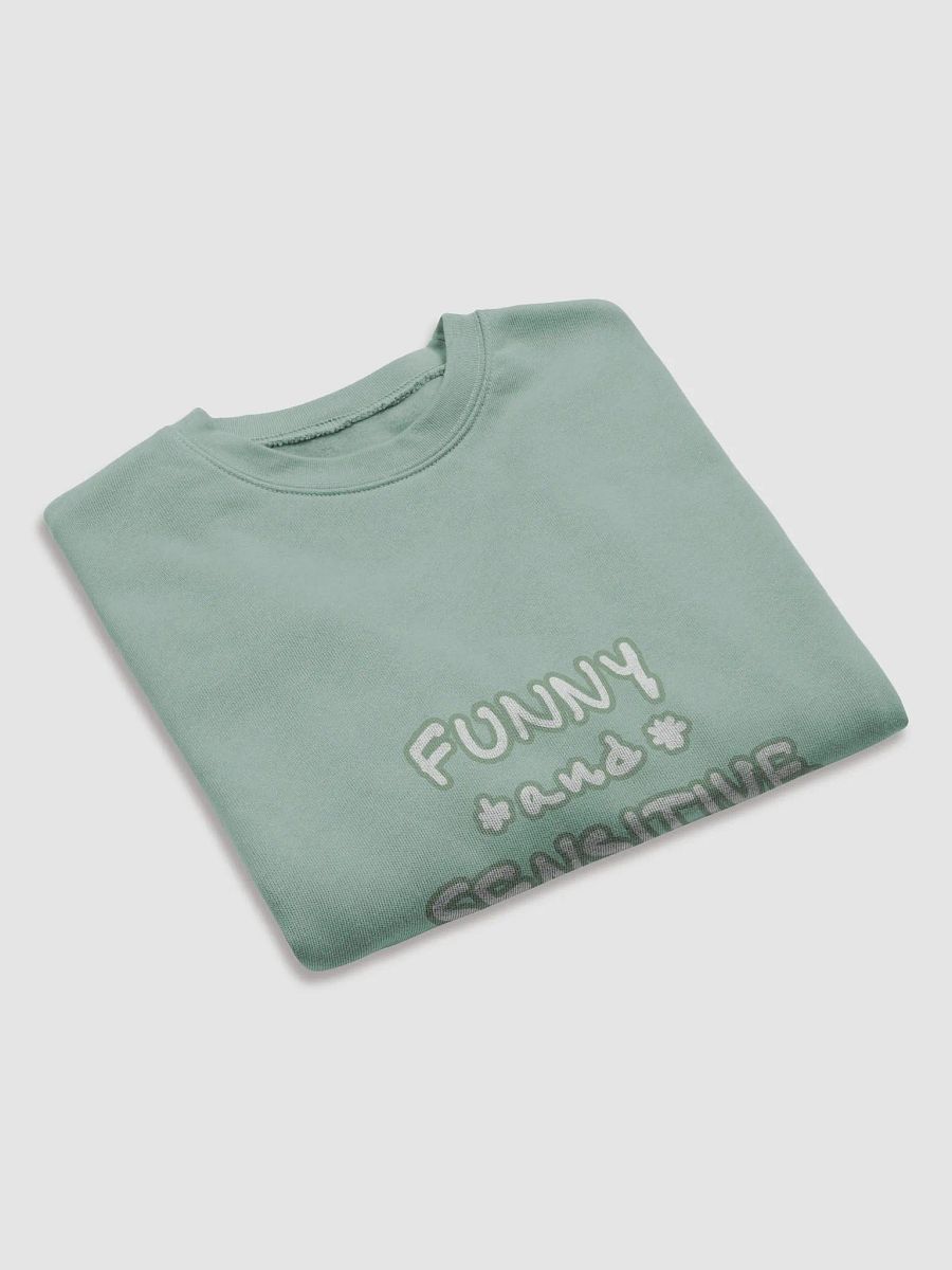 FUNNY *and* SENSITIVE (lined design, #96B697) women’s fleece crop sweatshirt product image (15)