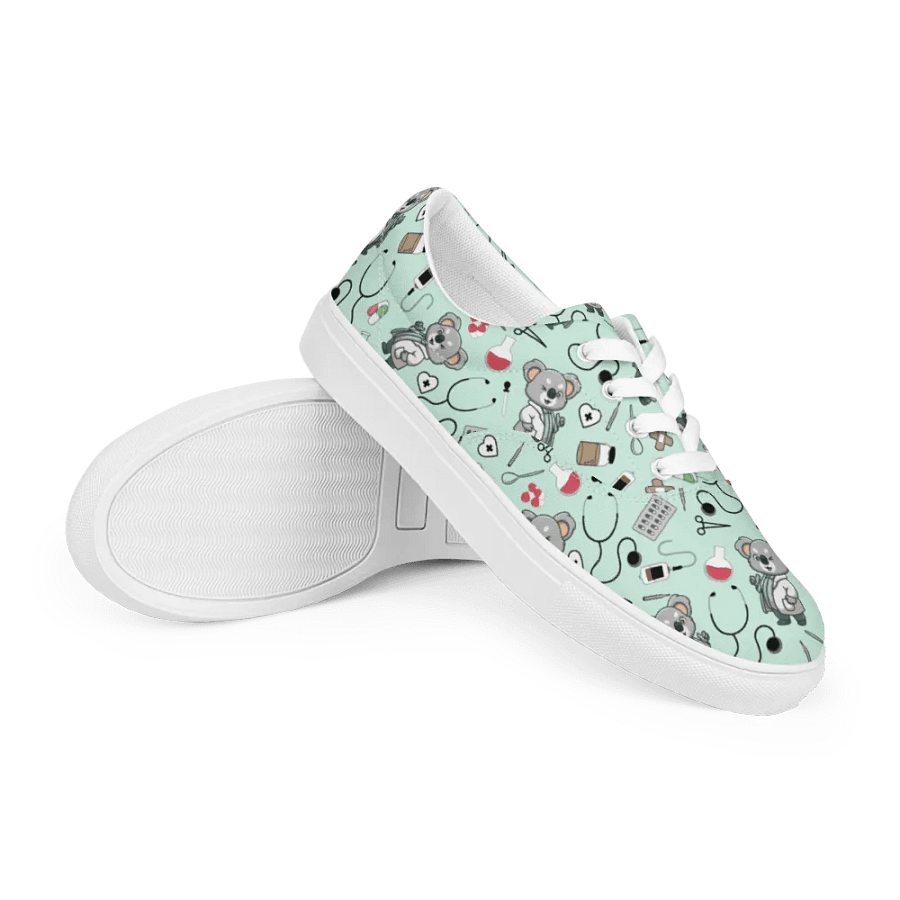 Cute Medical Koala Lace-up Canvas Shoes (Green) product image (7)