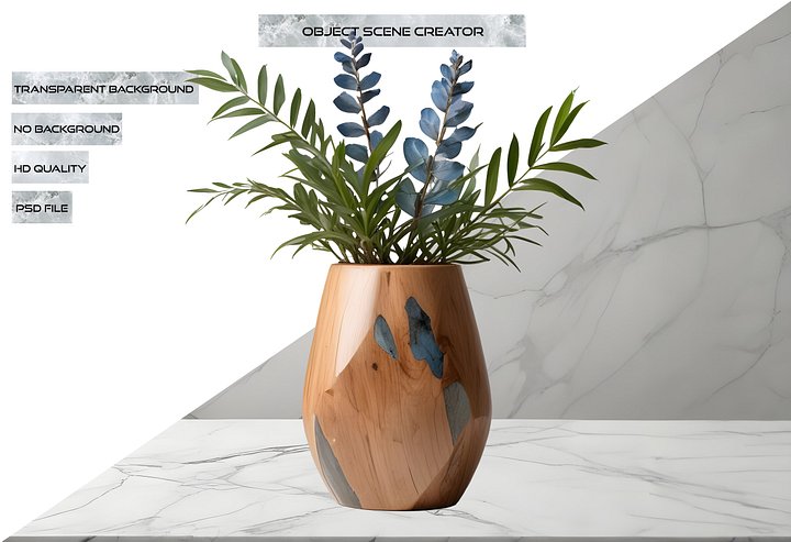 Celestial Grace – Boho Chic Wooden and Labradorite Vase PNG product image (2)