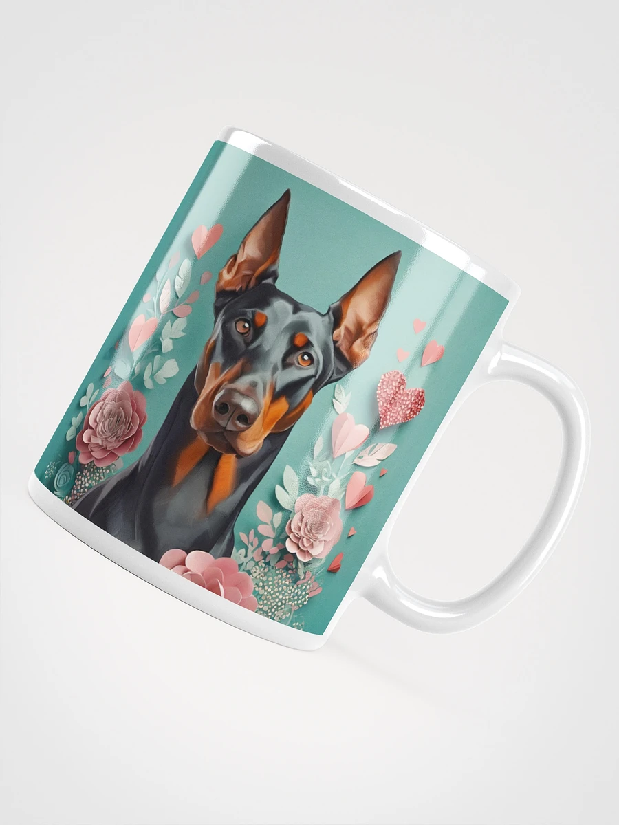 Doberman and paper flowers Ceramic Mug product image (7)