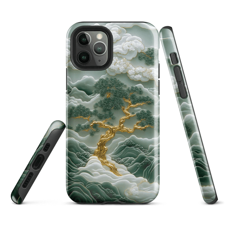 Faux Gold Green Tree, Jade Carving Effect - Tough Phone Case product image (2)