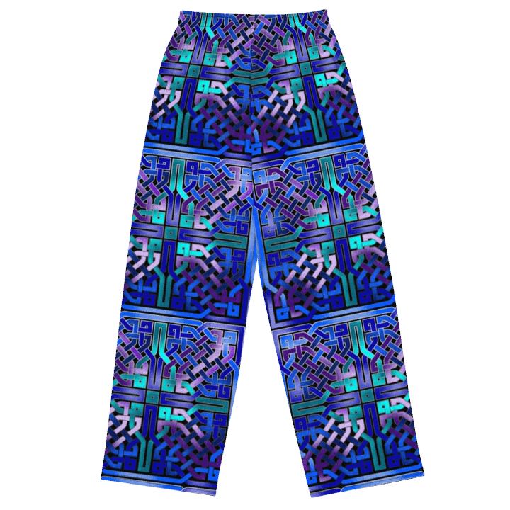Blue Celtic Knot Pattern Wideleg Pants product image (1)