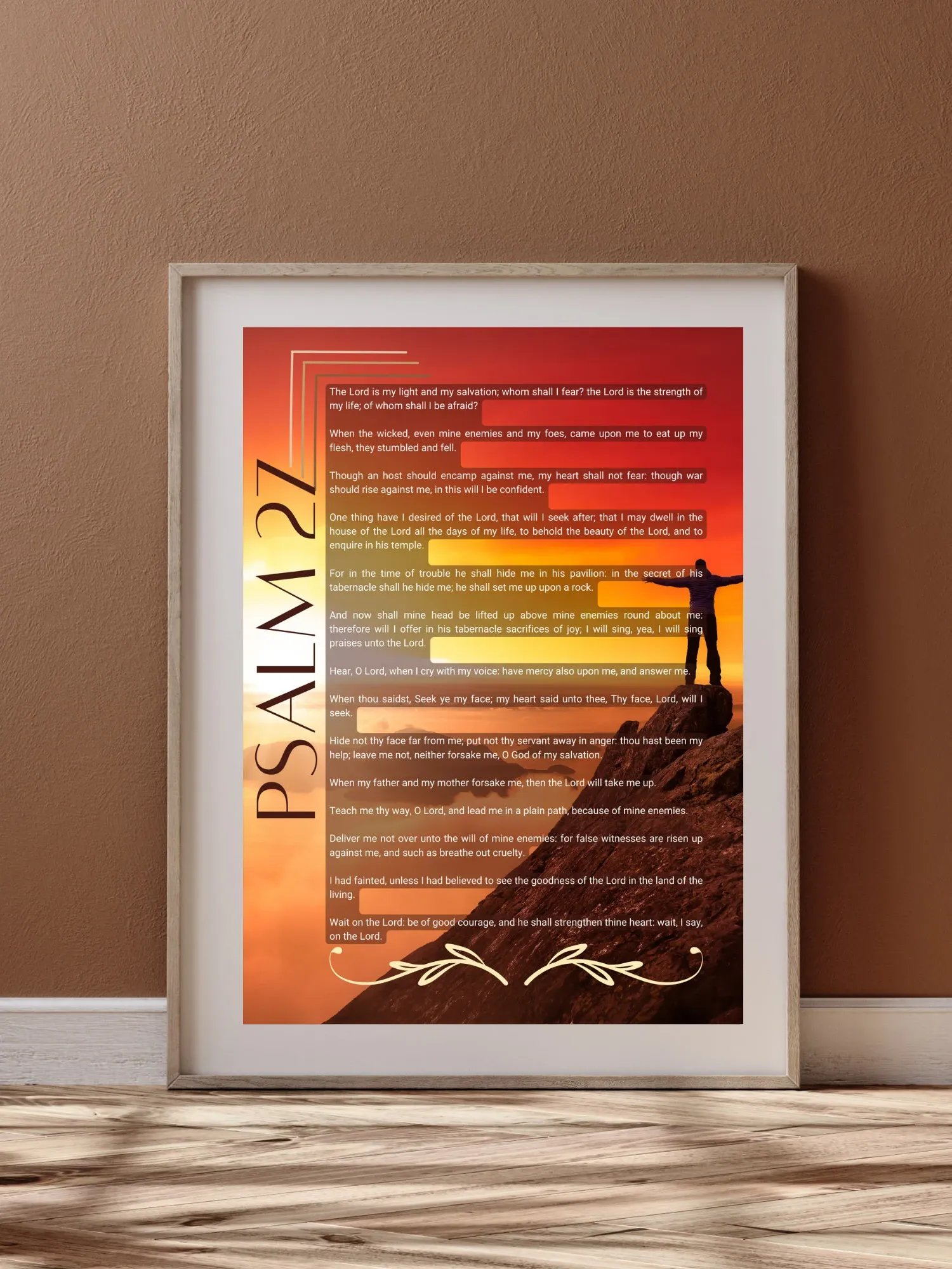 Printable Colorful Psalm 27 wall art // The Lord is my light and my salvation; whom shall I fear? Digital download Psalm 27 kjv JPG. product image (4)