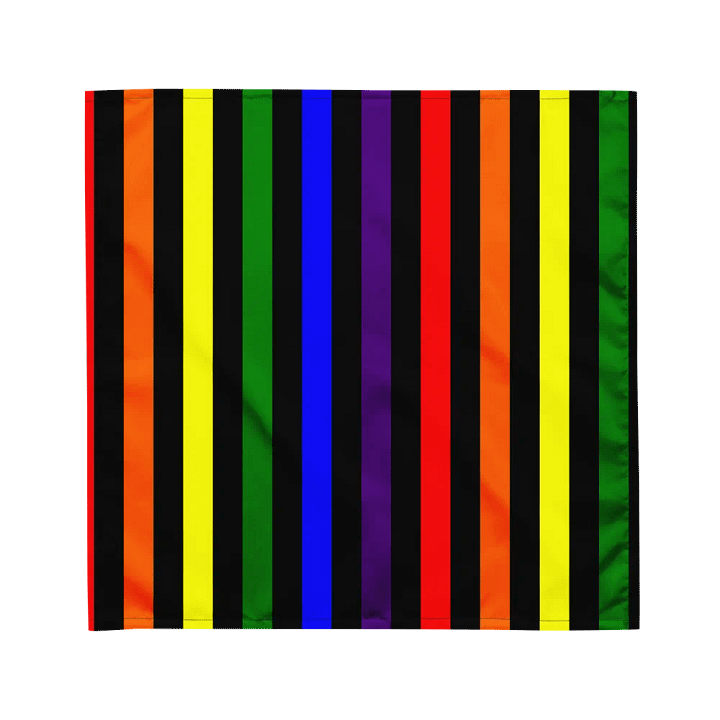 Twisted Rainbow Black Stripes Bandana, Colorful Queer Pride Accessory product image (1)