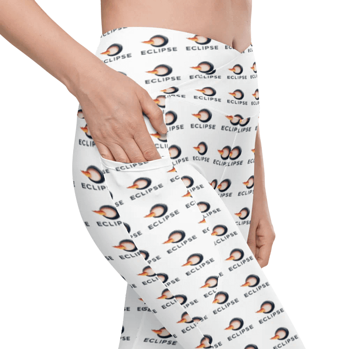 Eclipse Women's White Crossover Leggings with Pockets product image (2)