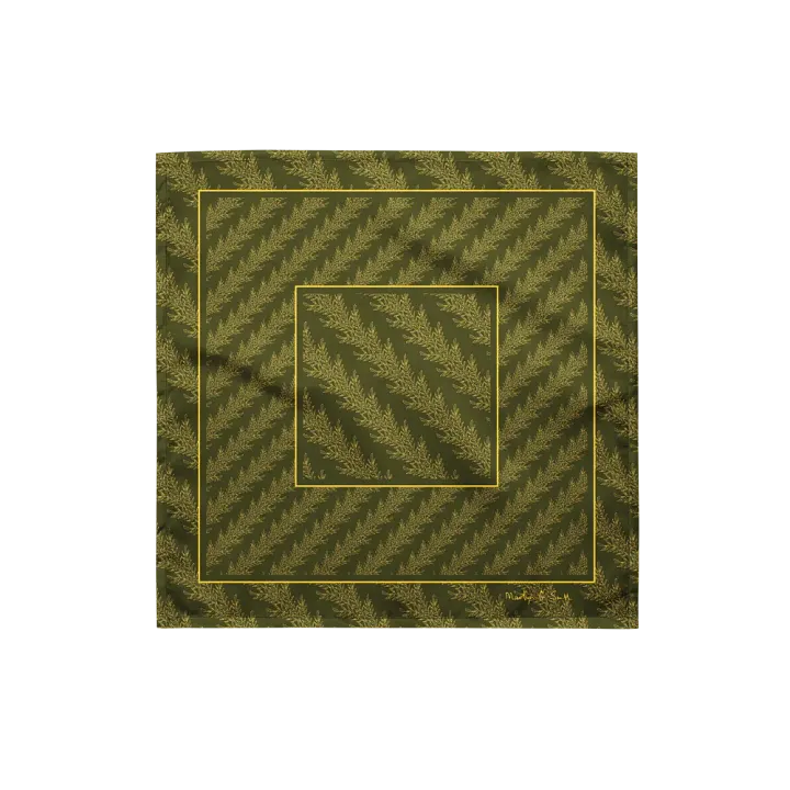“Diagonal Stripe of Feathery Fronds” Bandana in Green product image (1)