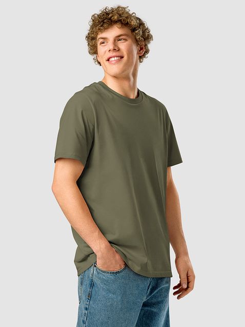Photo showing Stanley/Stella Unisex Organic Ribbed Neck T-Shirt