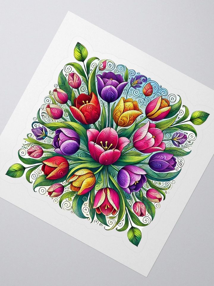 Whimsical Tulip Paradise Stickers | AI Design flower product image (2)