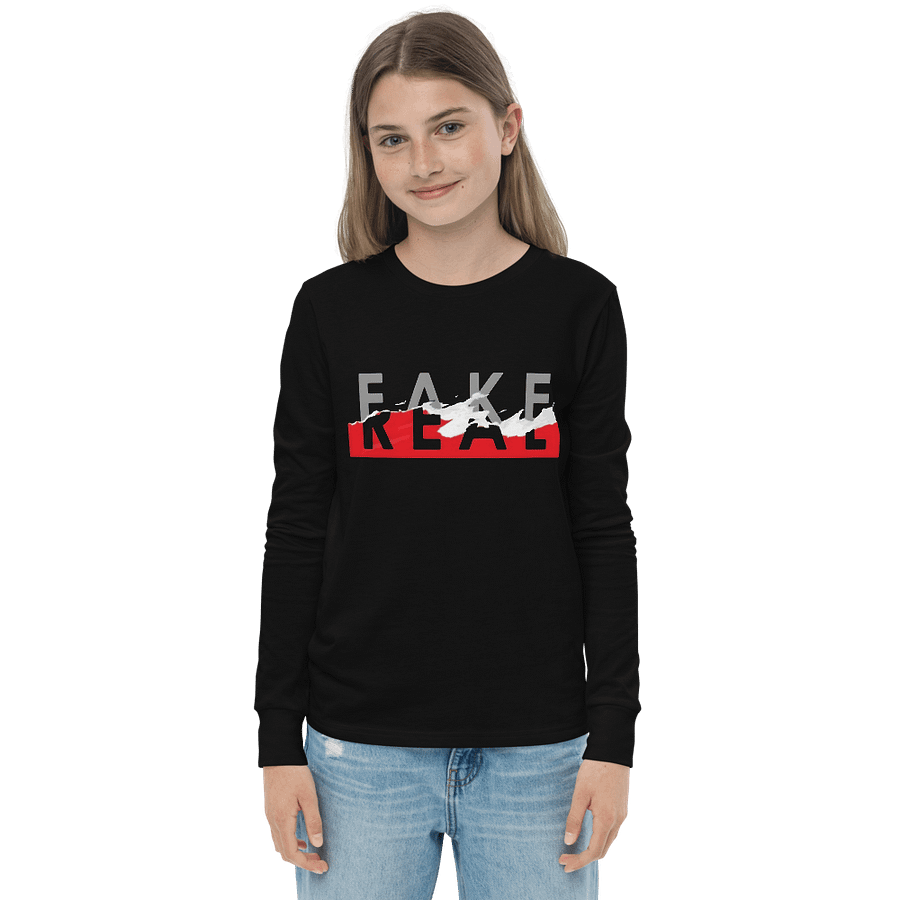 Kids Youth Long Sleeve T-Shirt Fake Real Slogan product image (1)