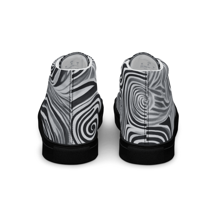 Funky Black & White Noir Liquid Tie-Dye Men's High-Top Canvas Shoes product image (4)