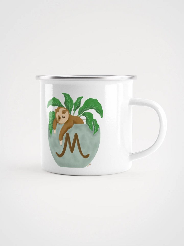 Sloth in Letter M Planter Enamel Mug product image (1)