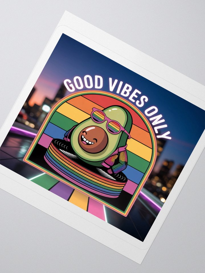 Exclusive "Good Vibes Only" Rainbow Avocado Sticker by TDS Music - Neon Pride Design product image (5)