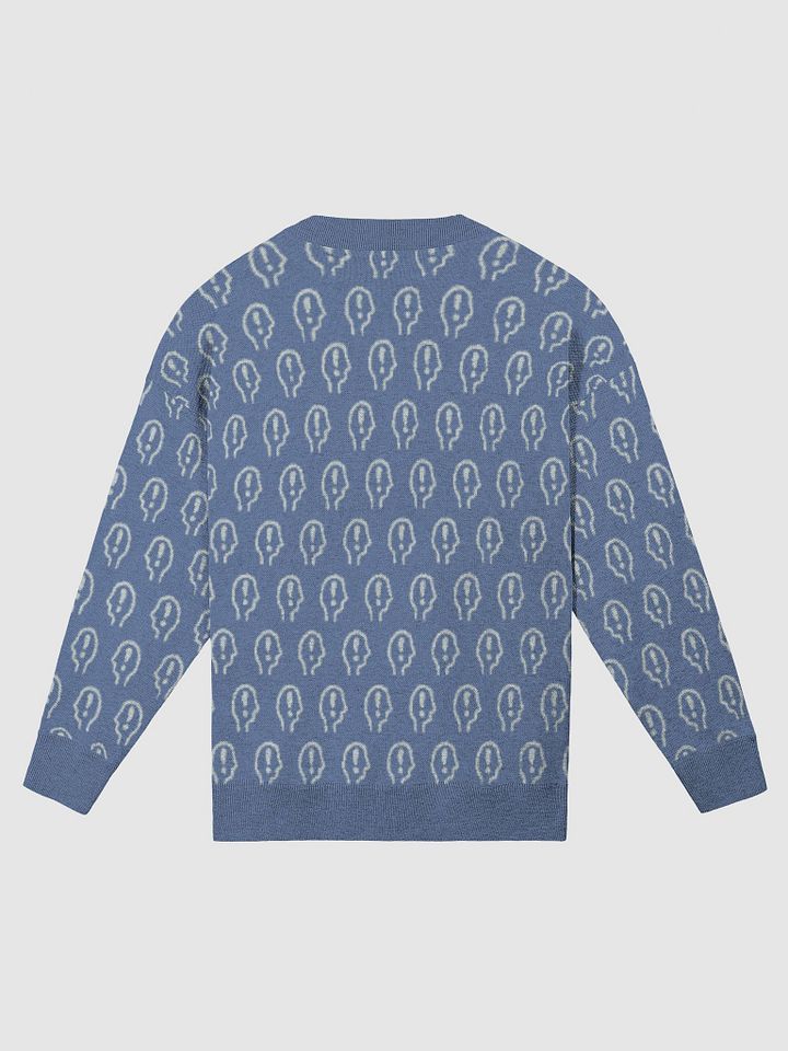 EXCLAIMING MENTALLY (repeating design, duotone blue) relaxed knitwear crewneck product image (7)