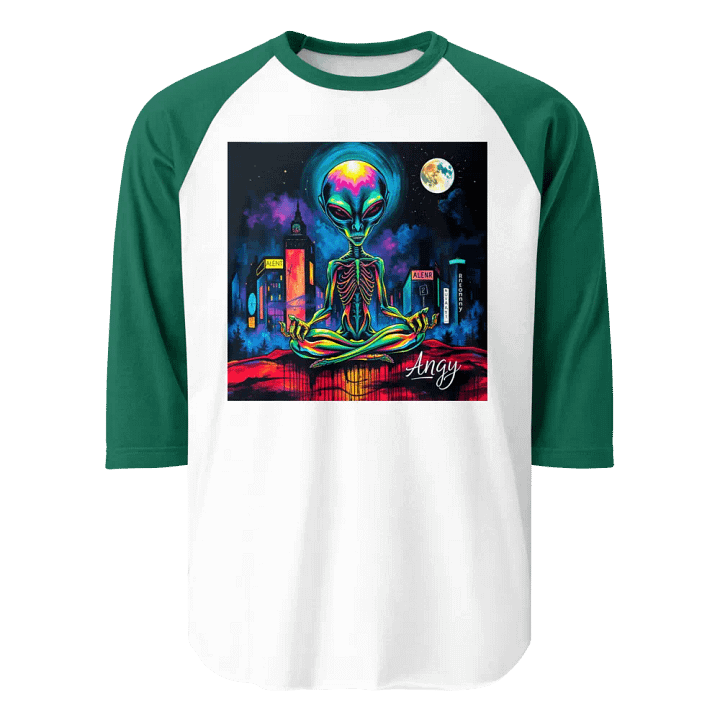 Neon Meditation Alien Raglan Tee product image (1)