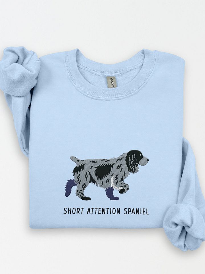 Short Attention Spaniel Sweatshirt (Embroidered) of a Cocker Spaniel(Blue Roan) product image (1)
