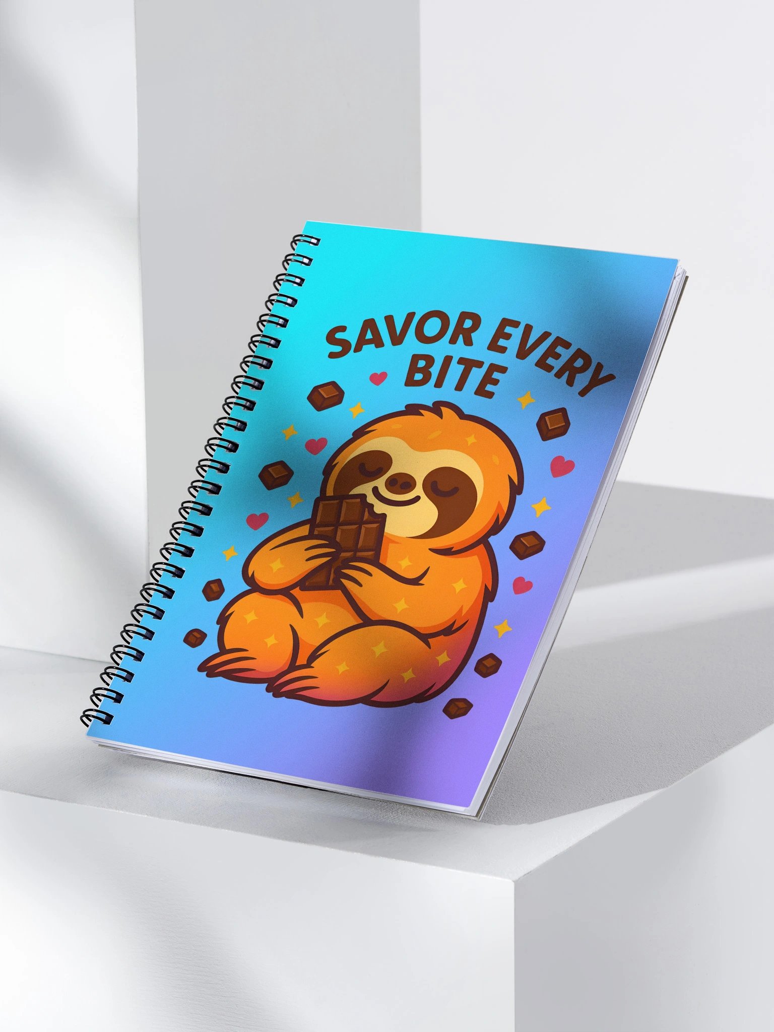 Savor Every Bite – Funny Chocolate Sloth Notebook | Sloths Having Snacks Collection product image (3)