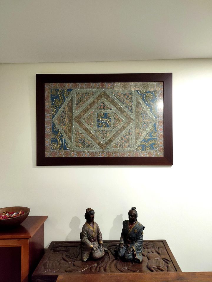Magnifica, única e rara tela bordada indiana, Luxuosa arte indiana, tela requintada product image (1)