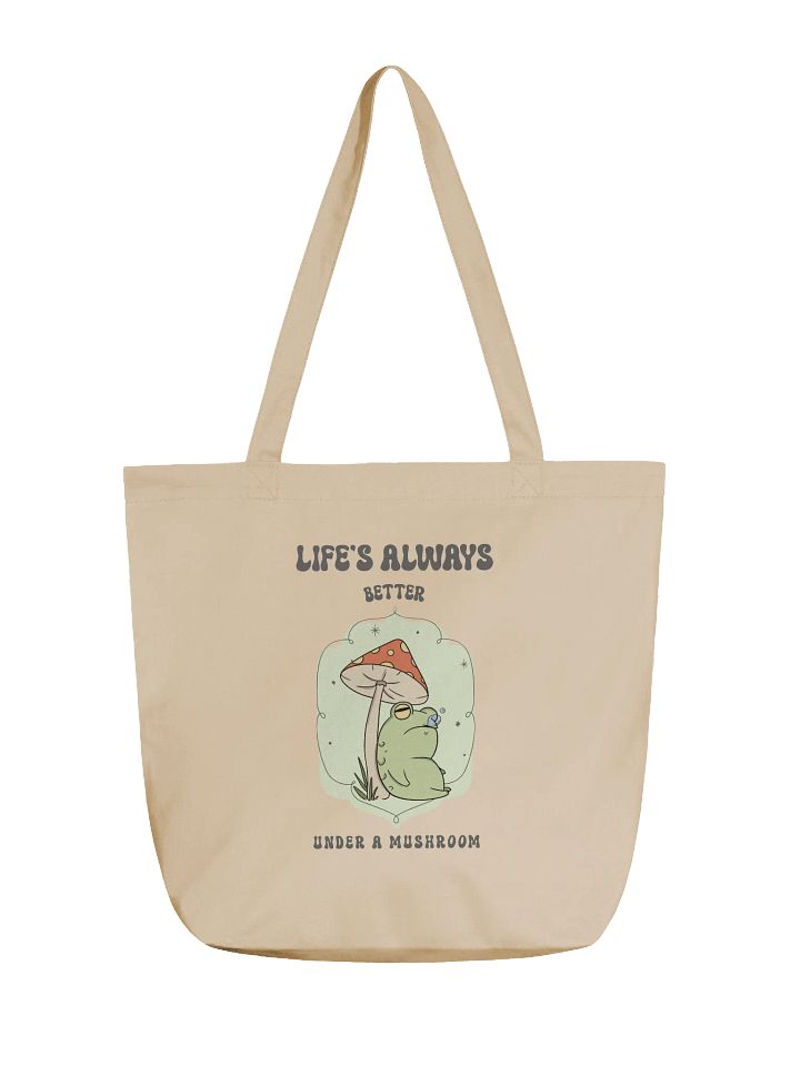 Funny Frog Mushroom Tote Bag– Life’s Better Under a Mushroom product image (2)