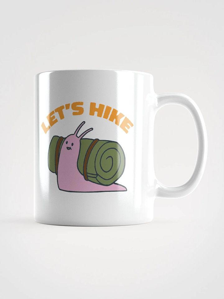 Happy Snail with Bedroll Shell says Let's Hike! product image (1)