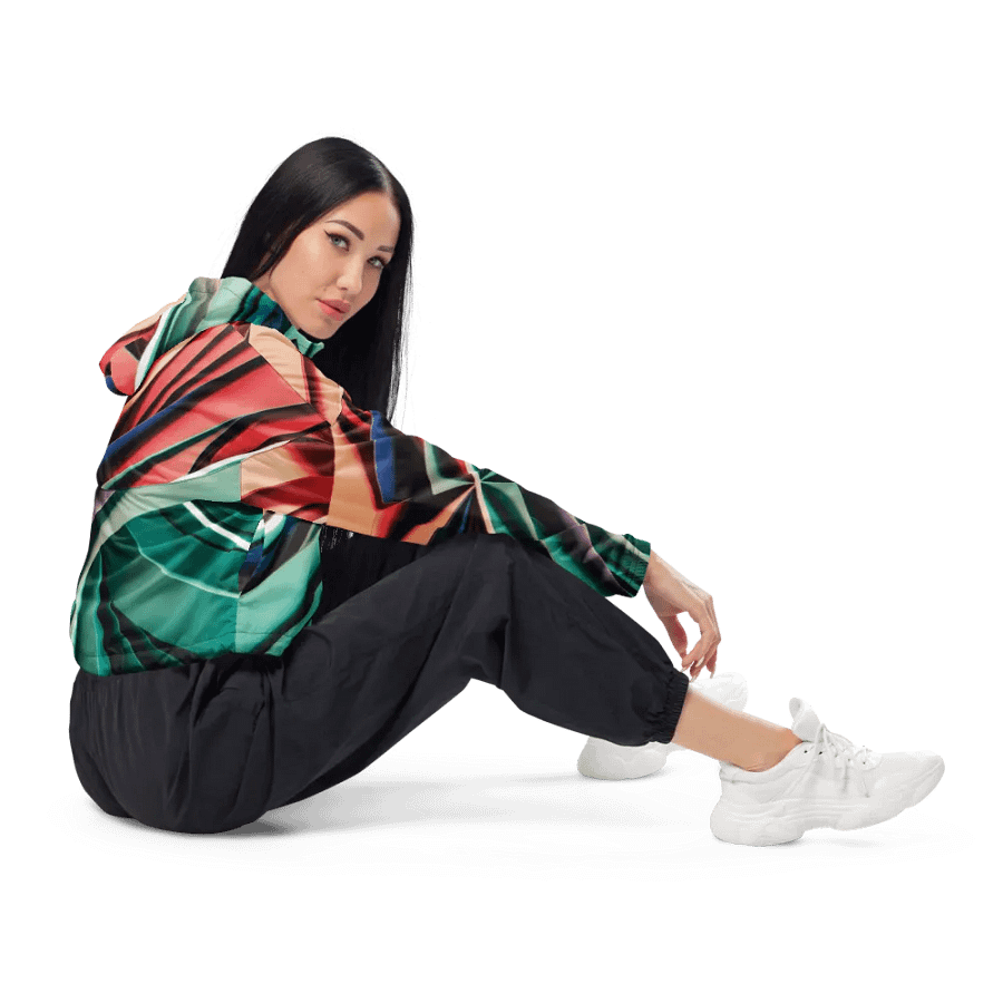 TDS Music Women's Cropped Windbreaker - Vibrant Abstract Design, Lightweight & Water-Resistant | XS–2XL product image (6)