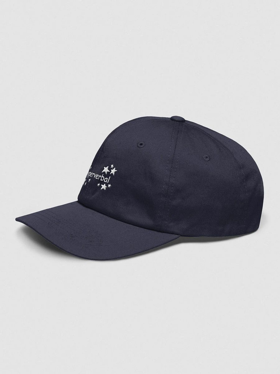 hyperverbal (comic sans with stars, white thread) embroidered dad hat product image (43)