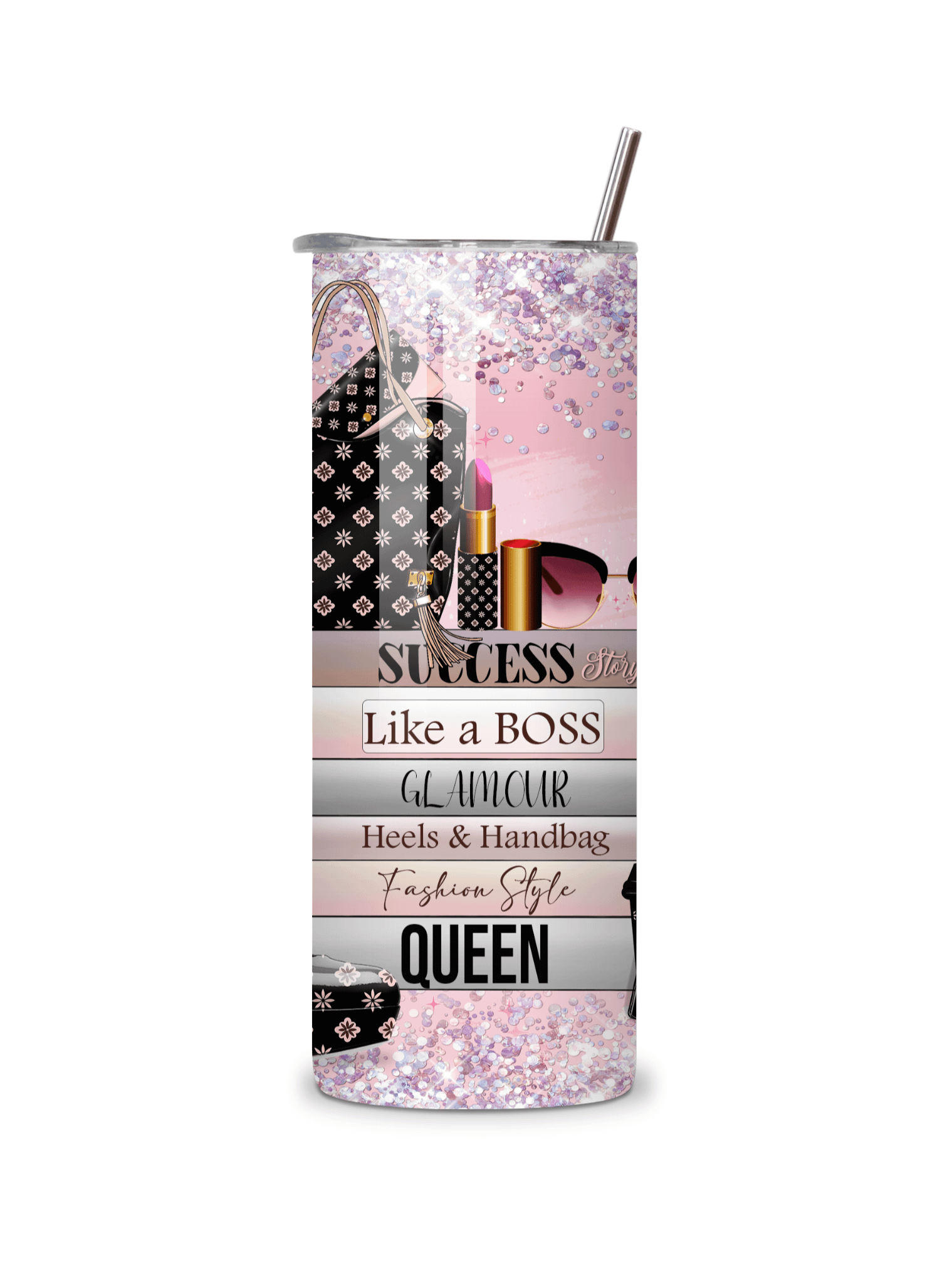 Boss Babe 20oz Skinny Tumbler with Metal Straw – Double-Walled Insulated Stainless Steel Tumbler for Hot & Cold Drinks, Gift for Stylish Women product image (5)