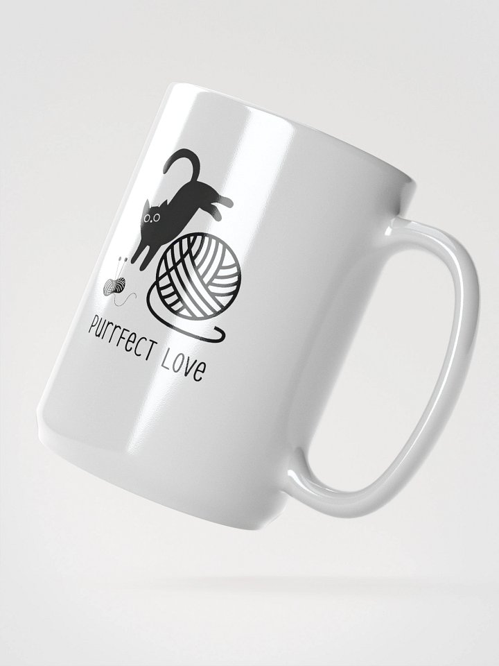 Black Cat with a knitting ball | White Glossy Mug product image (2)