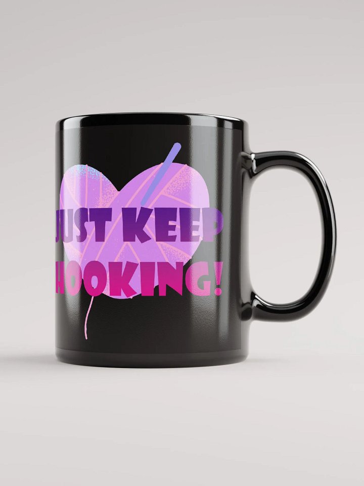 Just Keep Hooking Black Mug product image (1)