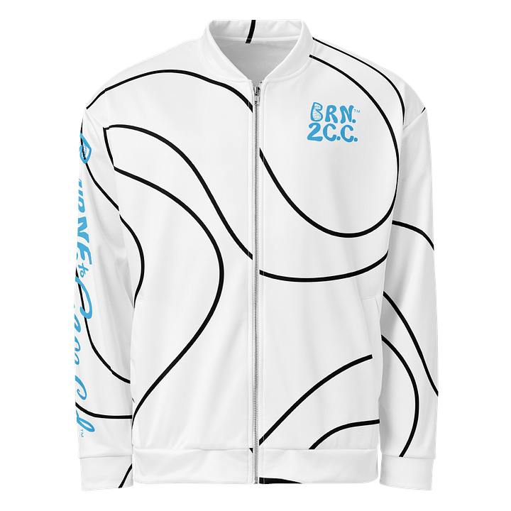 All-Over Print Bomber Jacket | Coastal Cool, City Bold | BOURNE to Cape Cod™ + BRN.2C.C.™ Style | Deep Sky Blue Logos on Tide Currents product image (1)