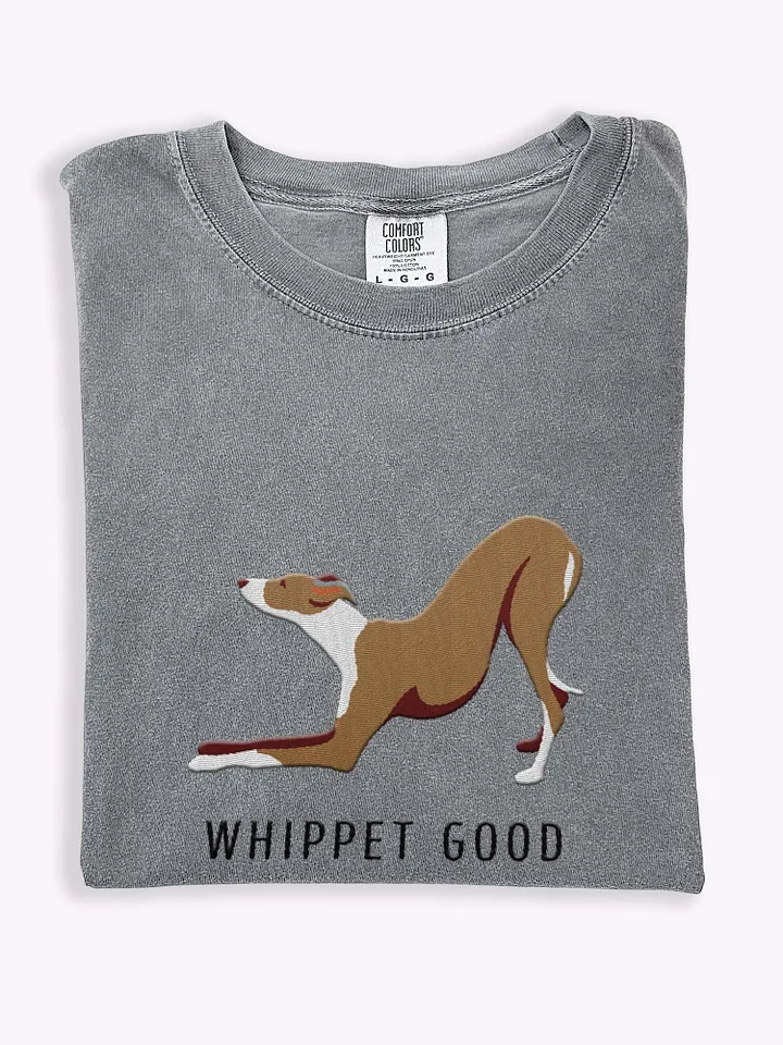 Whippet Good T-Shirt(Embroidered) of a Whippet(Tan & White) product image (1)
