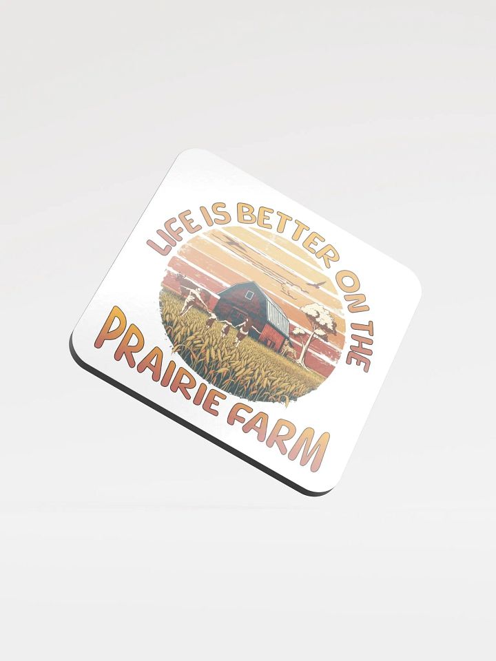 Life Is Better On The Prairie Farm Sunset Cork Coaster product image (1)